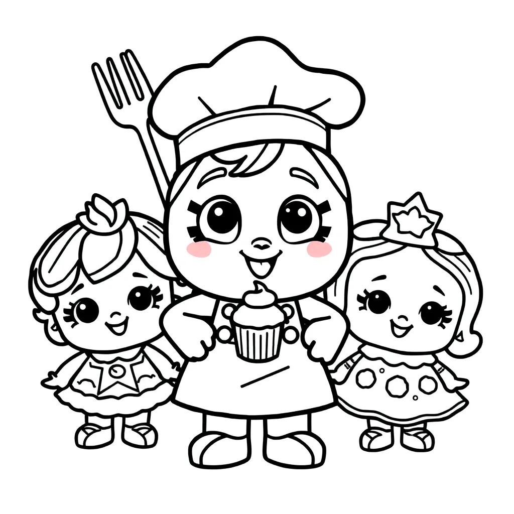 Shopkins Chef Club Cupcake Prinses Bakken coloring page for children