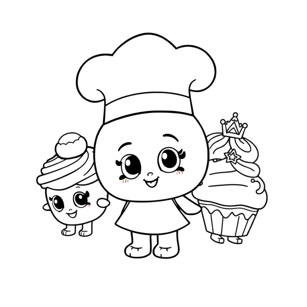Shopkins Chef Cupcake Prinses Vrolijk coloring page for children