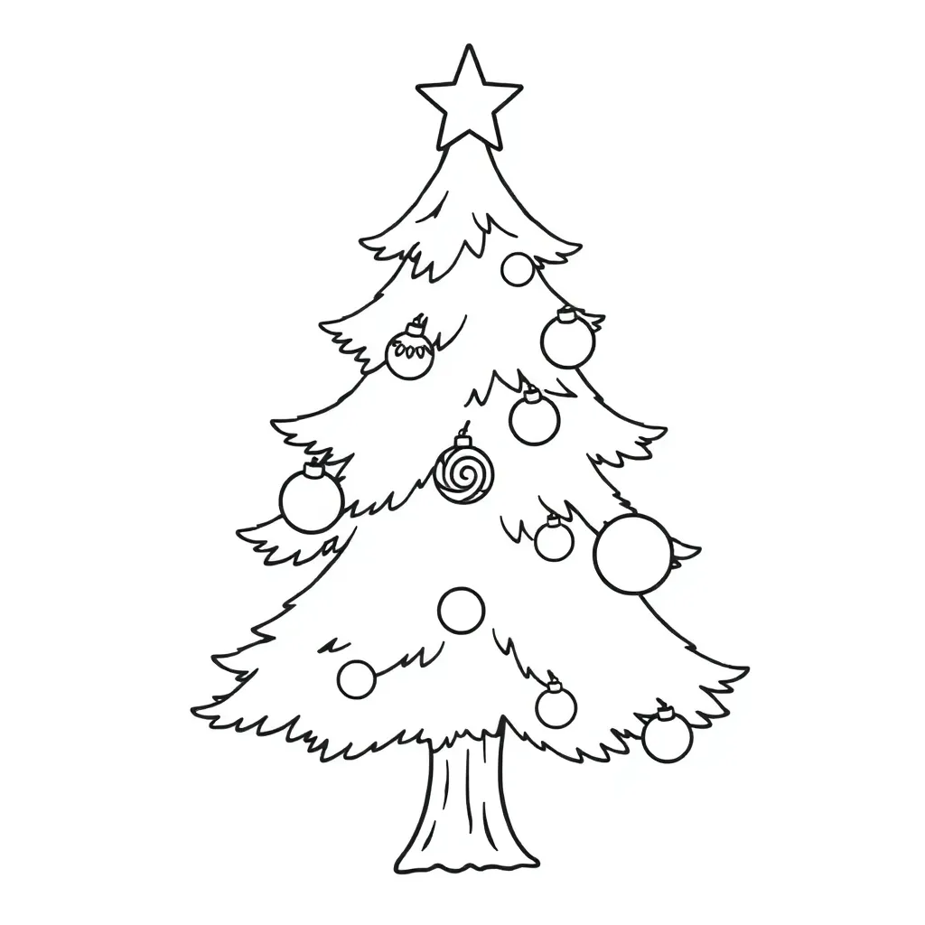Simpele Kerstboom coloring page for children