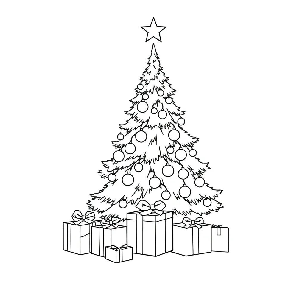 Simpele Kerstboom coloring page for children