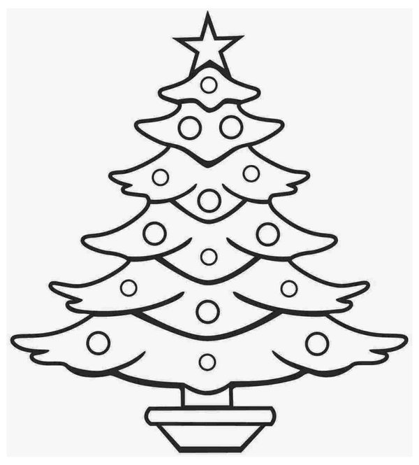 Simple Christmas Tree coloring page for children