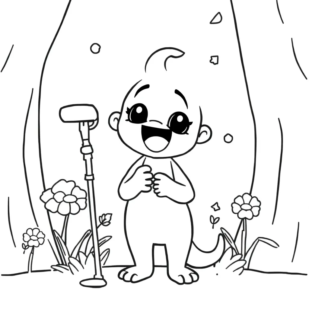 Sing Muziek Animatie Vrolijk Creatief coloring page for children