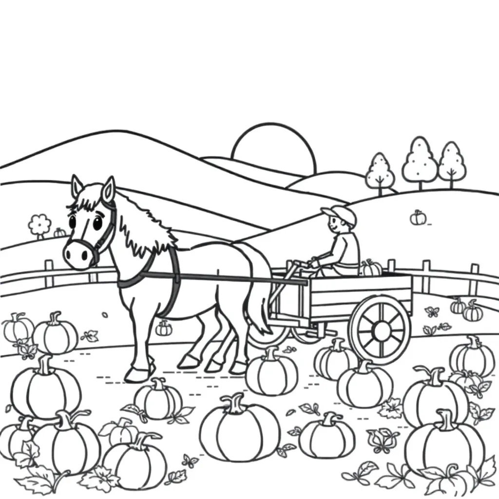Sint Maarten Herfst Oogst Landelijk Boerderij coloring page for children