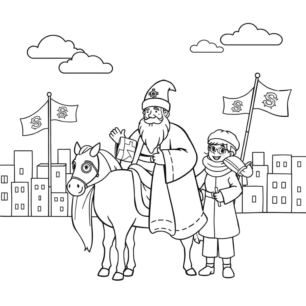 Sint Piet Amerigo coloring page for children