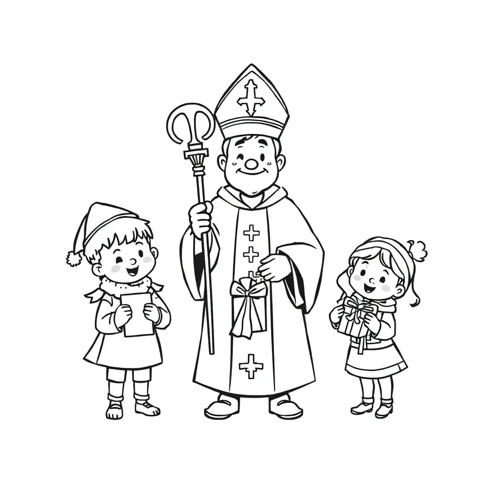 Sint Piet En Kinderen coloring page for children