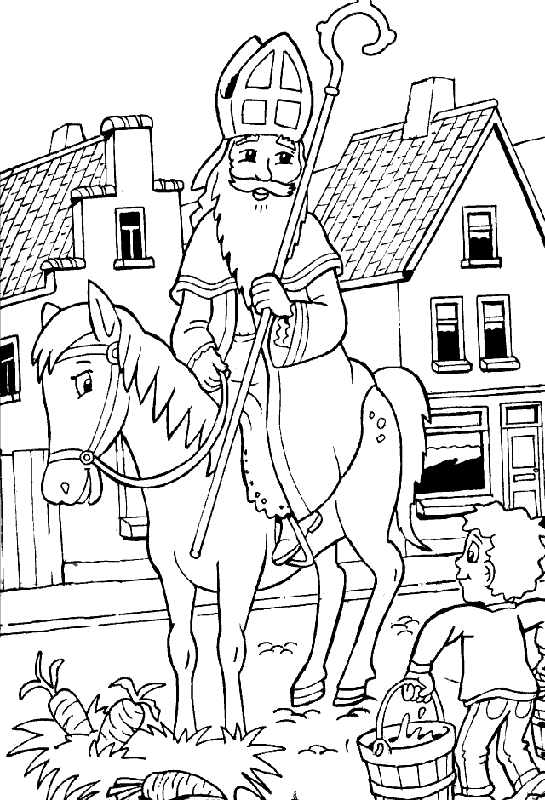 Sint Te Paard coloring page for children