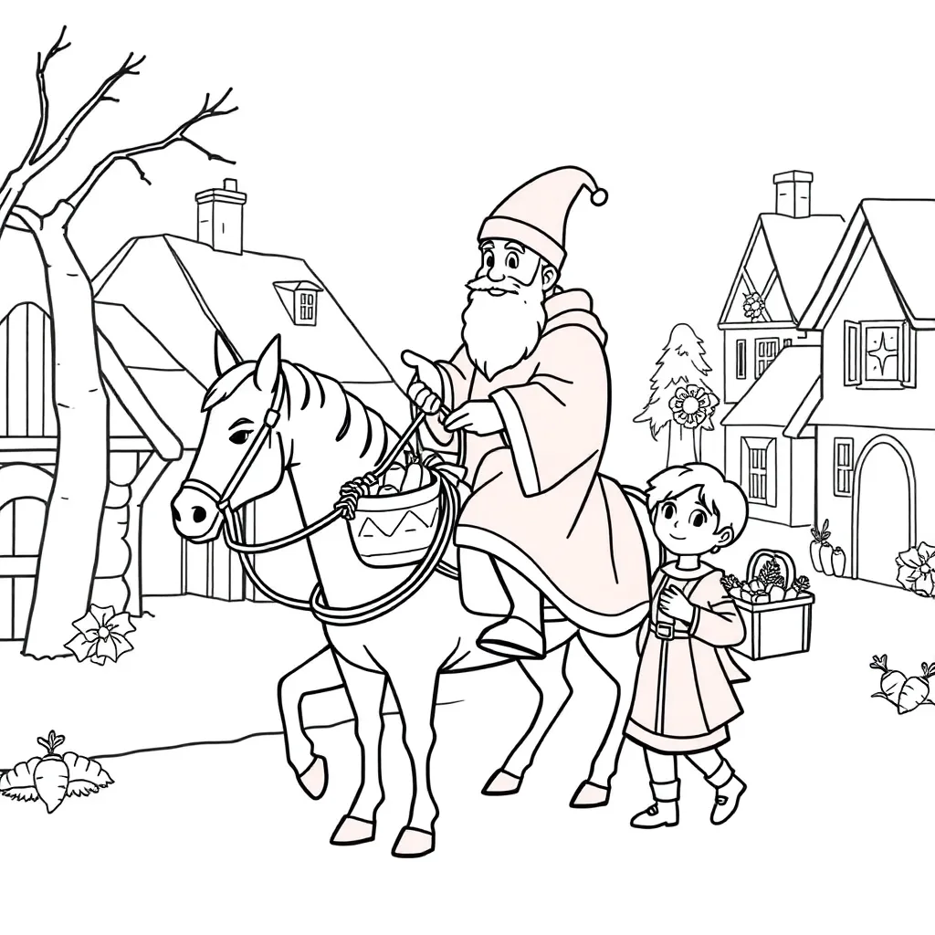 Sint Te Paard coloring page for children