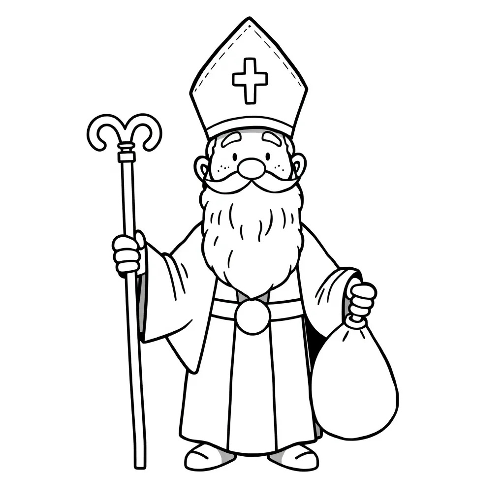 Sinterklaas Bisschop Cadeautjes Feestelijk Nederlands coloring page for children