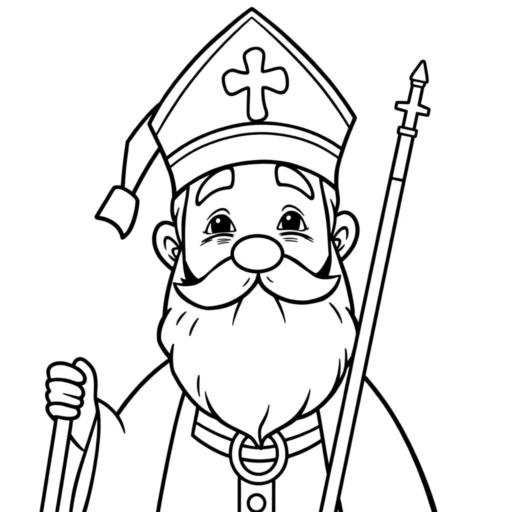 Sinterklaas Bisschopskledij Cartoonesk Educatief Kerstseizoen coloring page for children