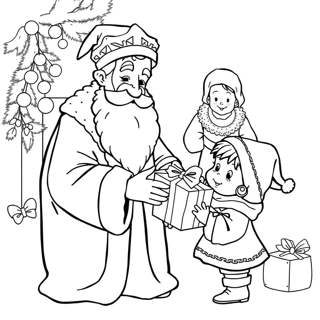 Sinterklaas Cadeau Pieten Feestelijk Kinderen coloring page for children