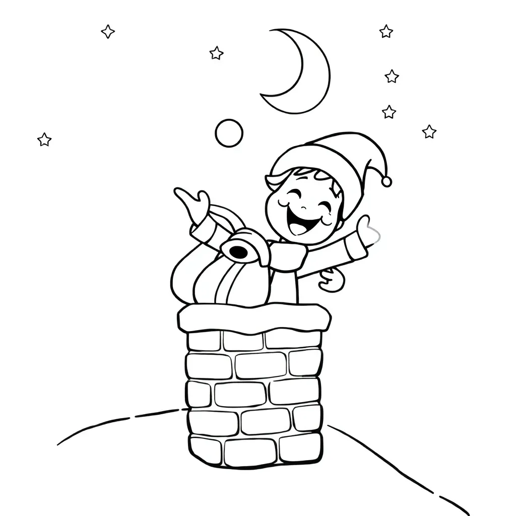 Sinterklaas Cadeaus Schoorsteen Feestelijk Teddybeer coloring page for children