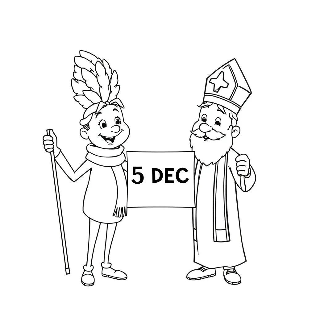 Sinterklaas En Piet Kleurplaat coloring page for children