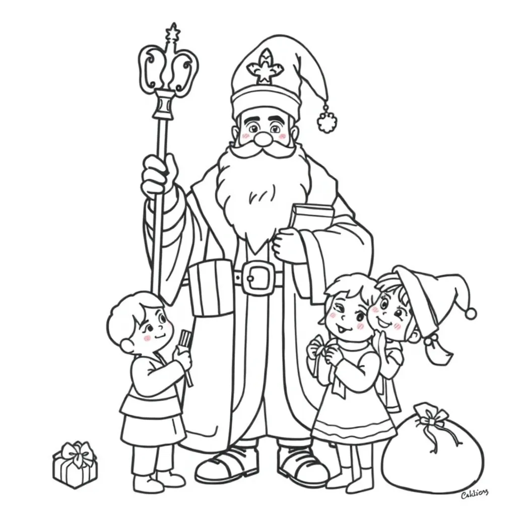 Sinterklaas Feestdagen Kinderen Cadeautjes Tradities coloring page for children
