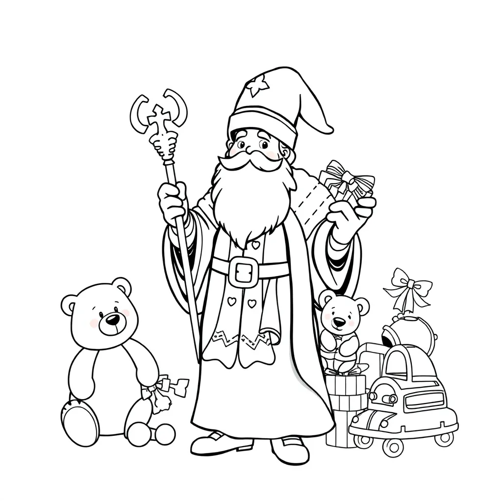 Feuille de coloriage Saint-Nicolas Fêtes de fin d'année Enfants Créatif Traditionnel