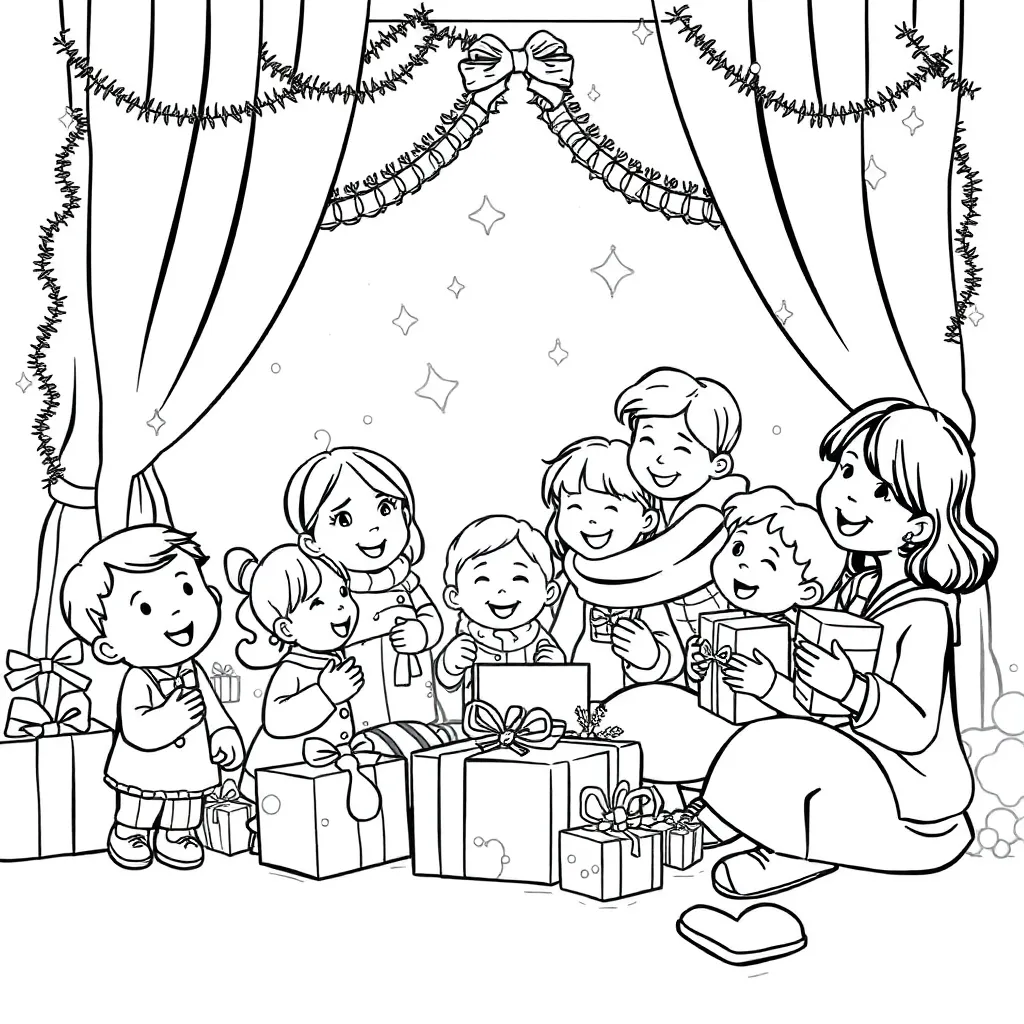 Feuille de coloriage gratuite Saint-Nicolas, Festive, Cadeaux, Enfants, Conviviale