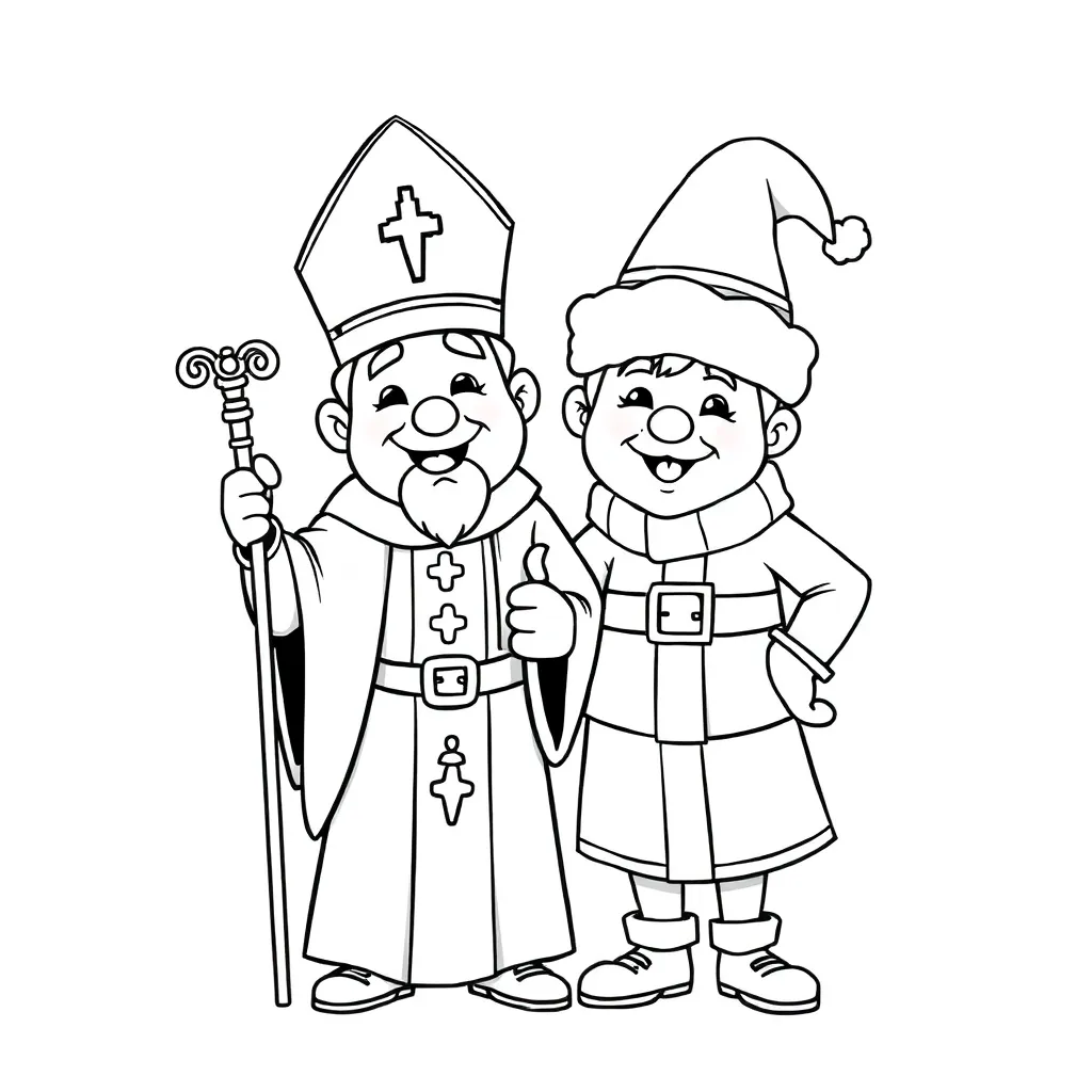 Feuille de coloriage gratuite Saint-Nicolas, Festif, Traditionnel, Fête d'hiver, K