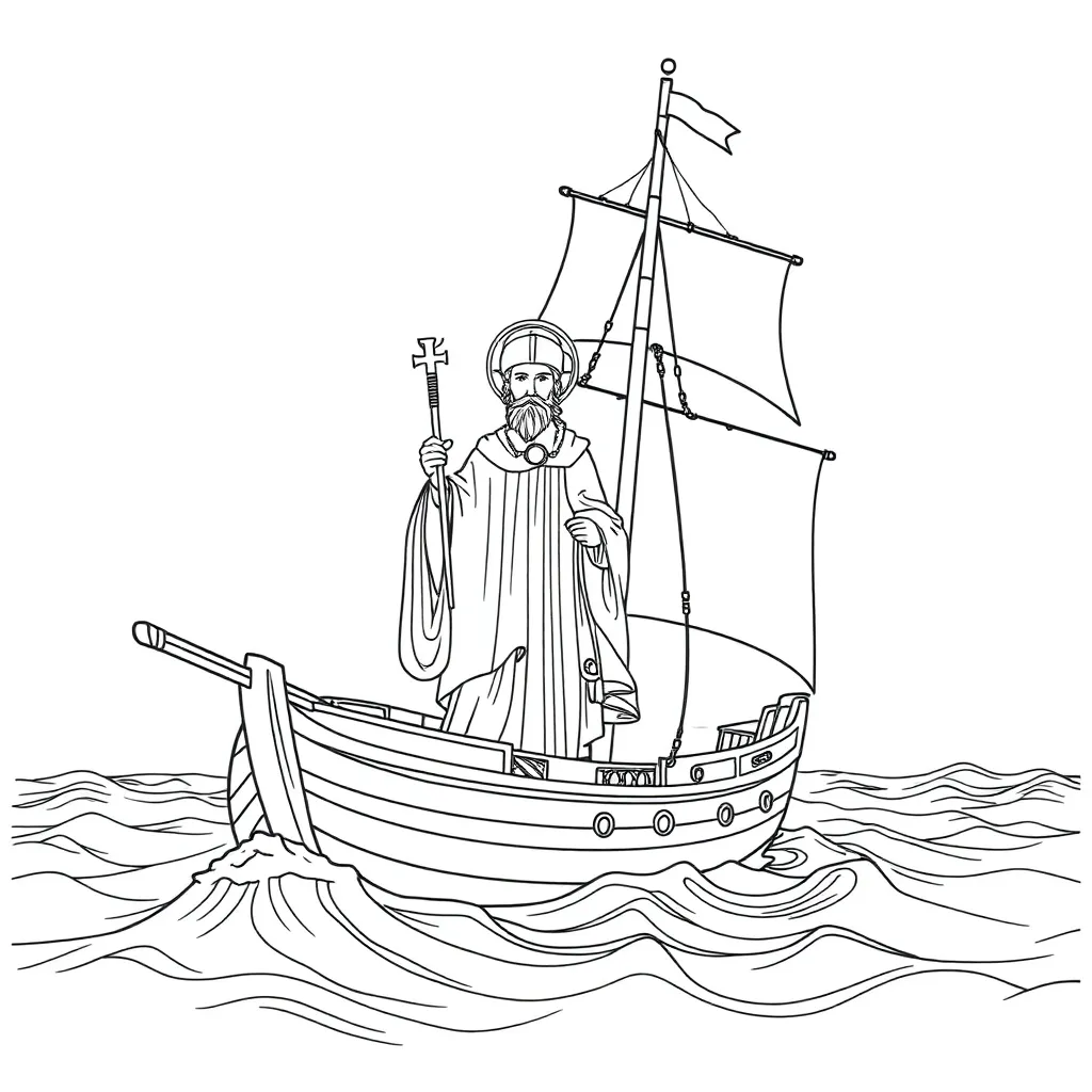 Sinterklaas Gedetailleerd Boot Maritiem Cultureel coloring page for children