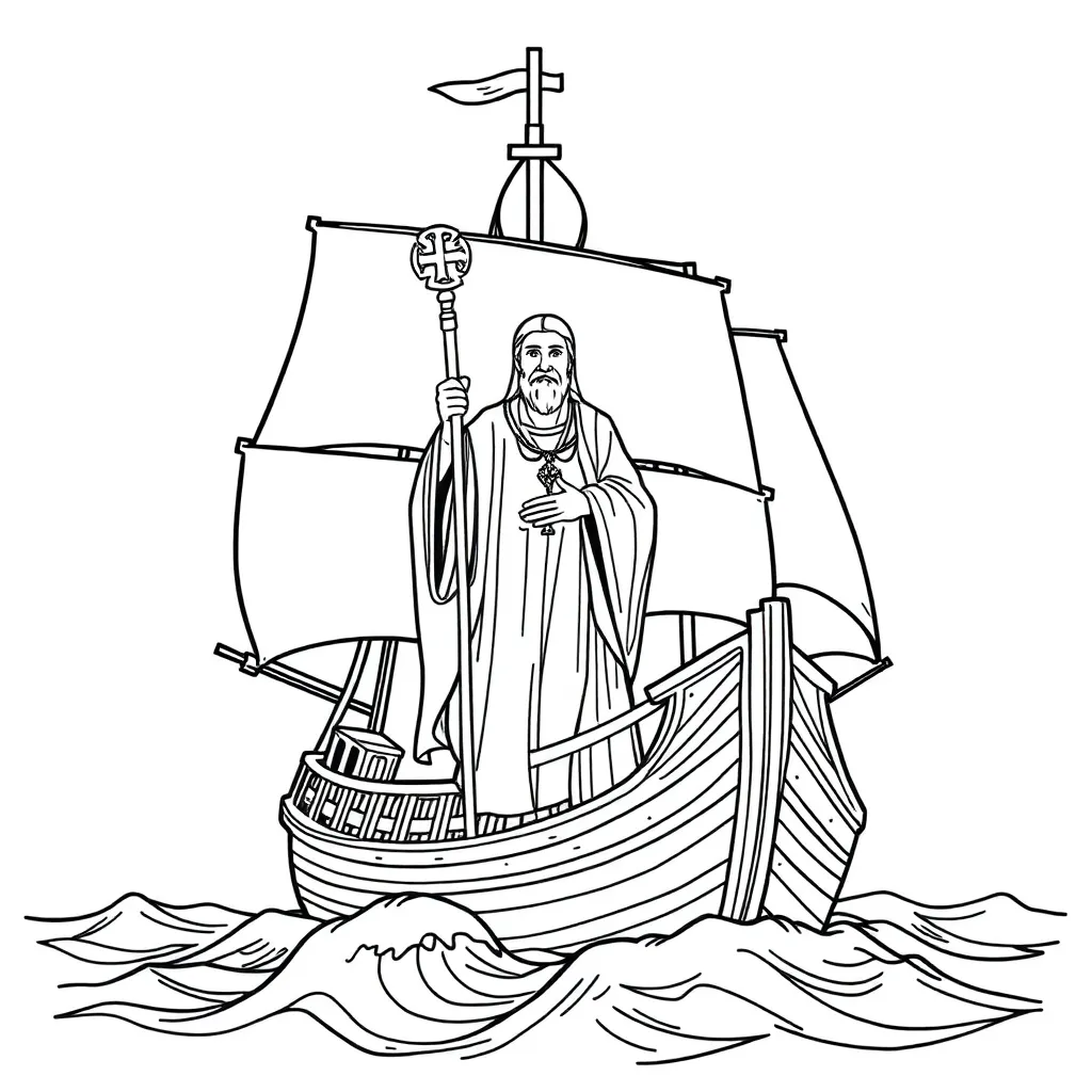 Sinterklaas Gedetailleerd Maritiem Cultureel Uitdagend coloring page for children