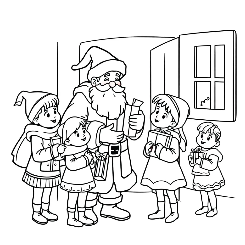 Sinterklaas Gezellig Kinderen Cadeautjes Traditie coloring page for children