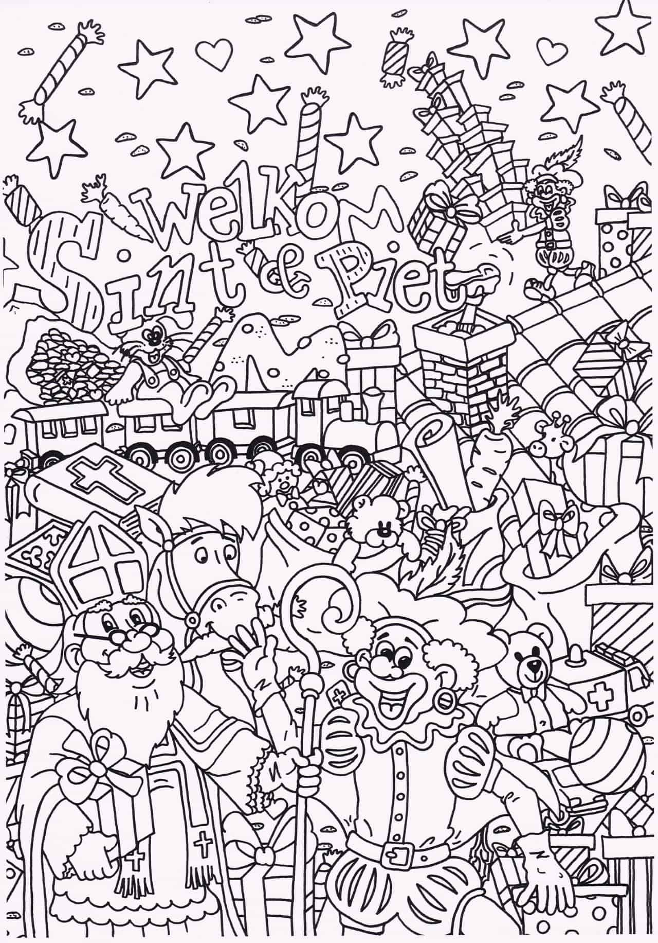 Sinterklaas Kleurplaat Moeilijk2 coloring page for children