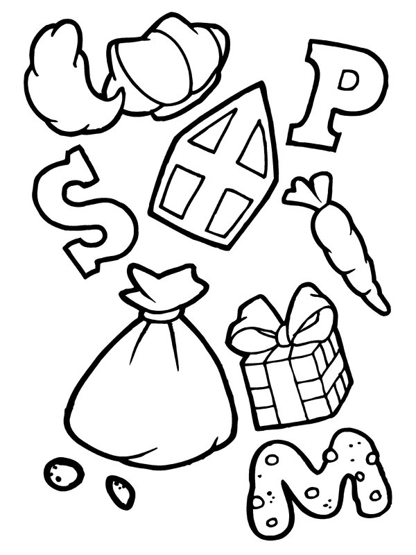Sinterklaas Letters Elementen coloring page for children
