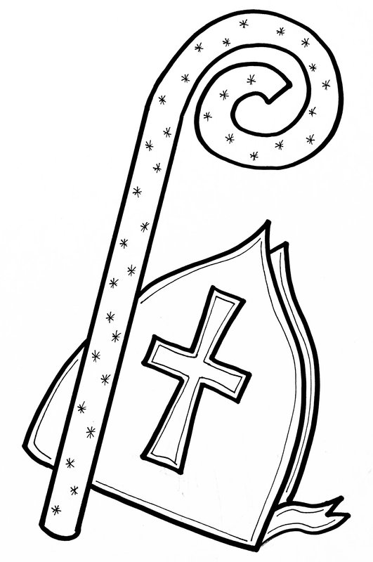 Sinterklaas Mijter & Staf coloring page for children