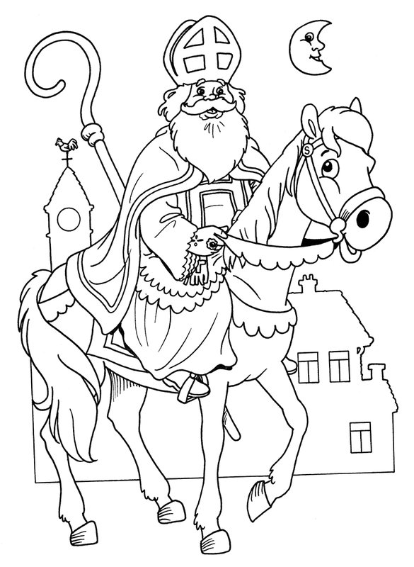 Sinterklaas Op Paard coloring page for children