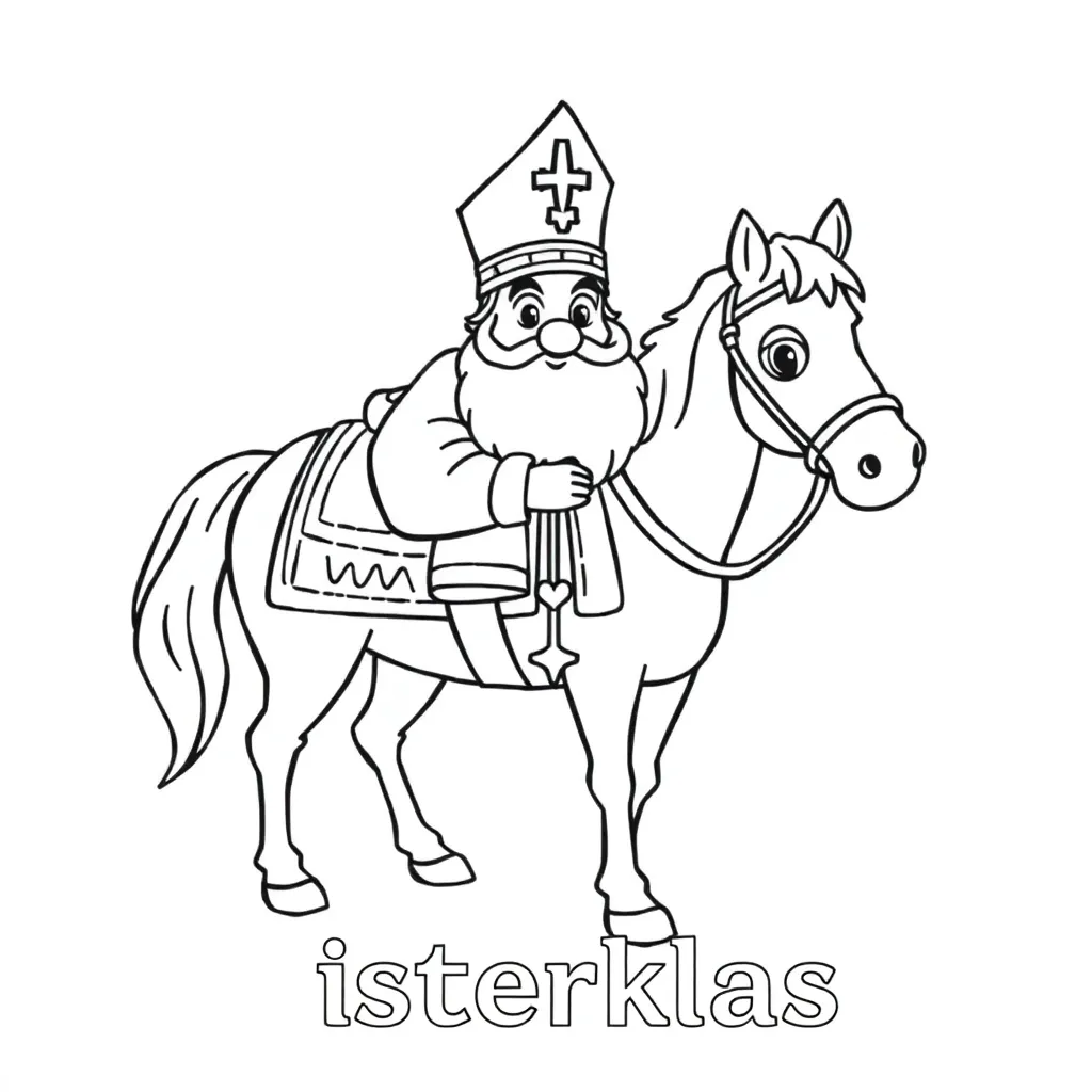 Feuille de coloriage gratuite Saint-Nicolas, Cheval, Journal de Saint-Nicolas, Festif,