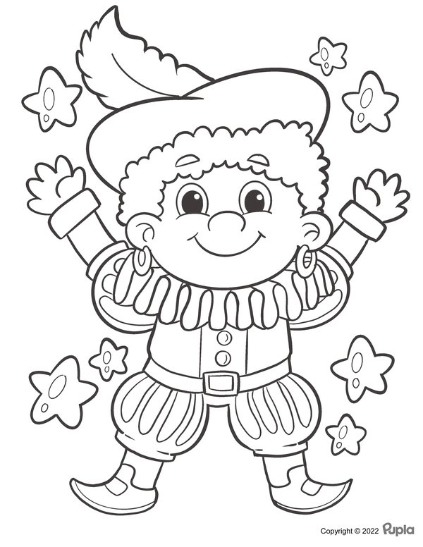 Sinterklaas Piet Schattig coloring page for children