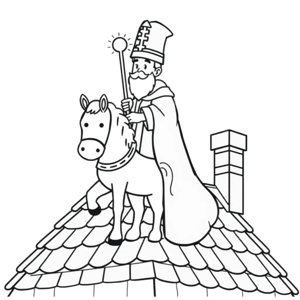 Sinterklaas Piet Schimmel Dak Feestdagen coloring page for children