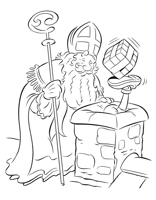 Sinterklaas Piet Schoorsteen coloring page for children