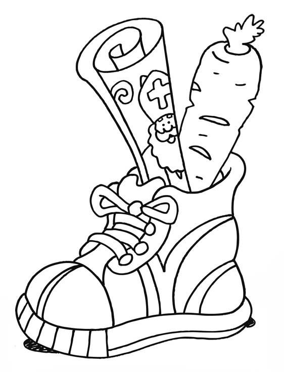 Sinterklaas Schoen Zetten coloring page for children