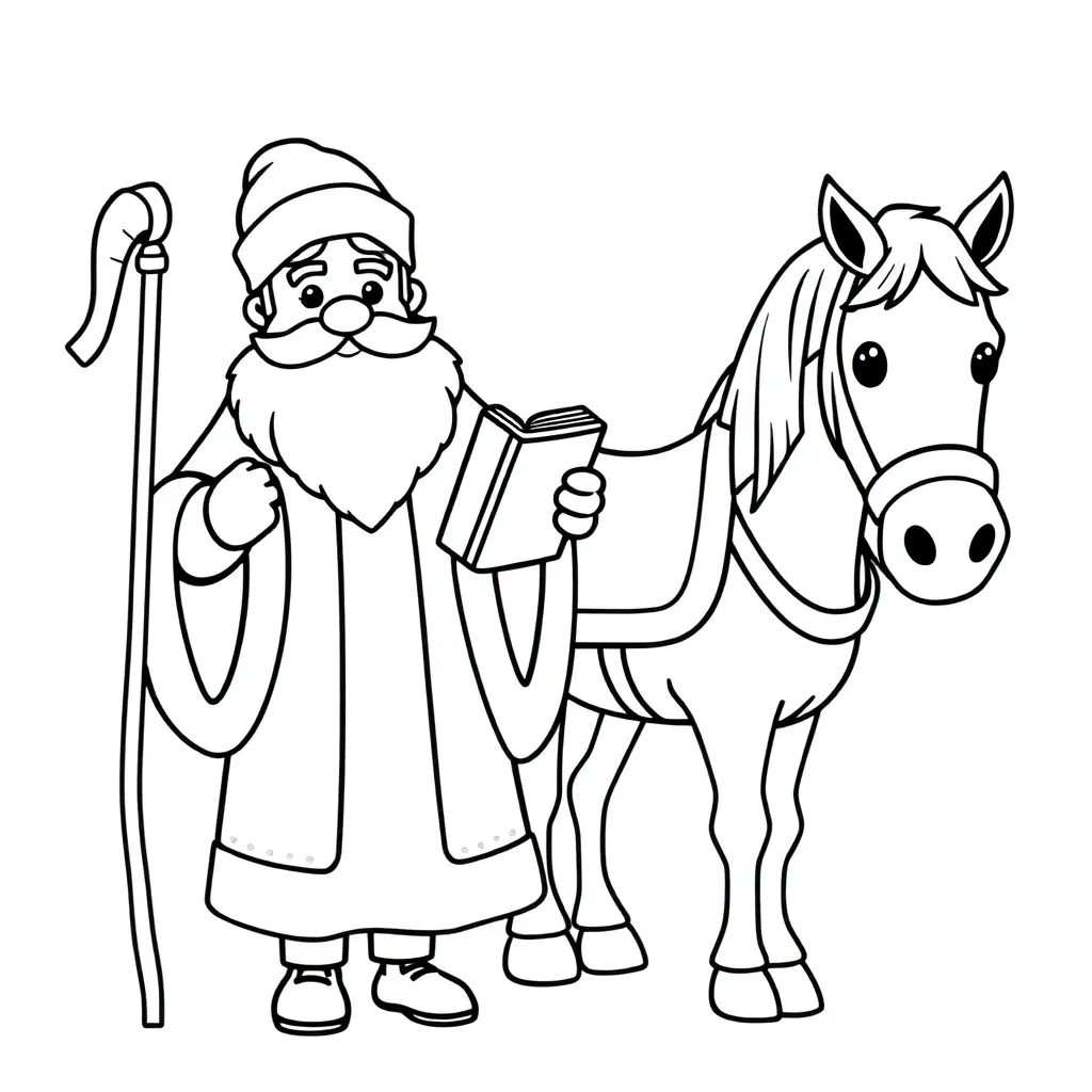 Sinterklaas Traditioneel Cadeautjes Paard Educatief coloring page for children