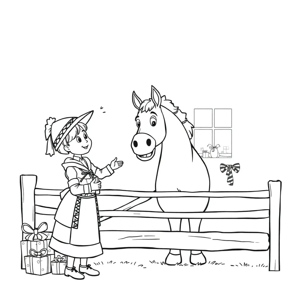 Sinterklaasfeest Paard Cadeaus Gezellig Traditie coloring page for children
