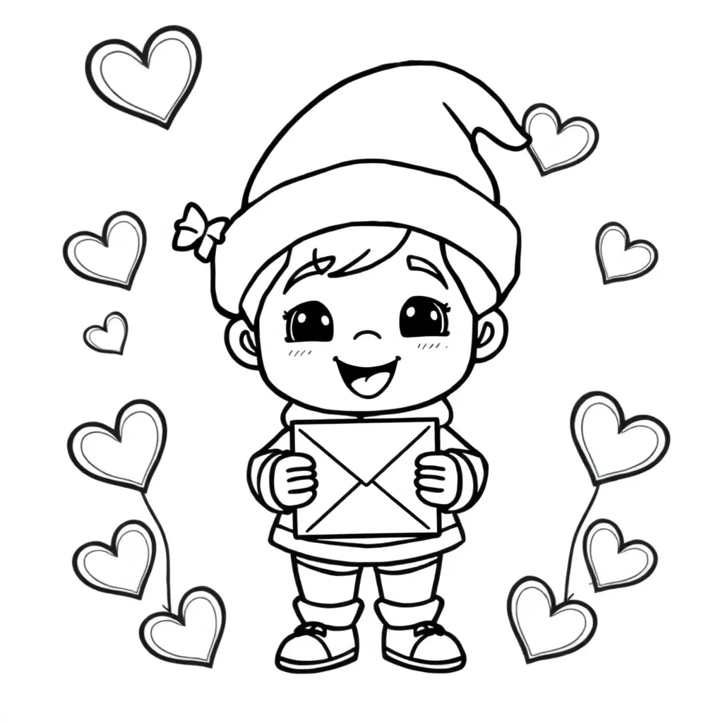 Sinterklaasjournaal Hartjes Brief Mijter Cartoonachtig coloring page for children