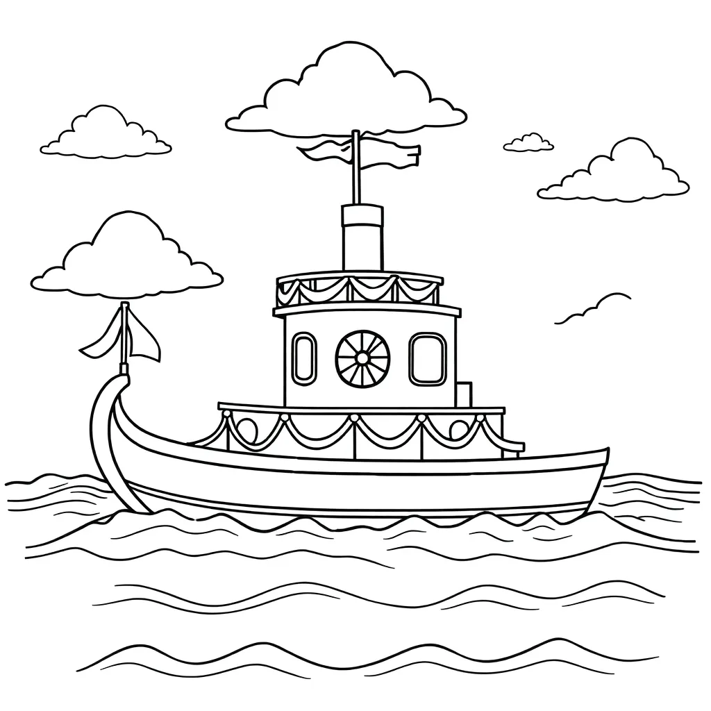 Feuille de coloriage gratuite du journal de Sinterklaas, Bateau à vapeur, Festif, Sinterklaas