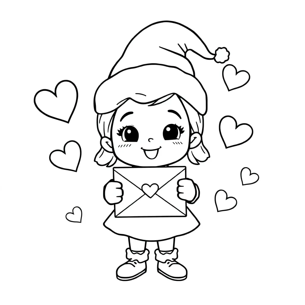 Sinterklaasjournaal Vrolijk Karakter Hartjes Sinterklaas Mijter Cartoonachtig coloring page for chil