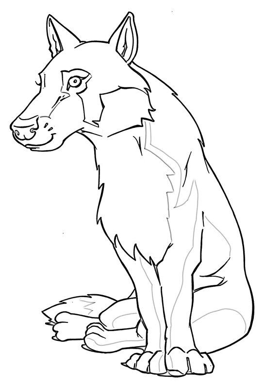 Sitzender Wolf coloring page for children
