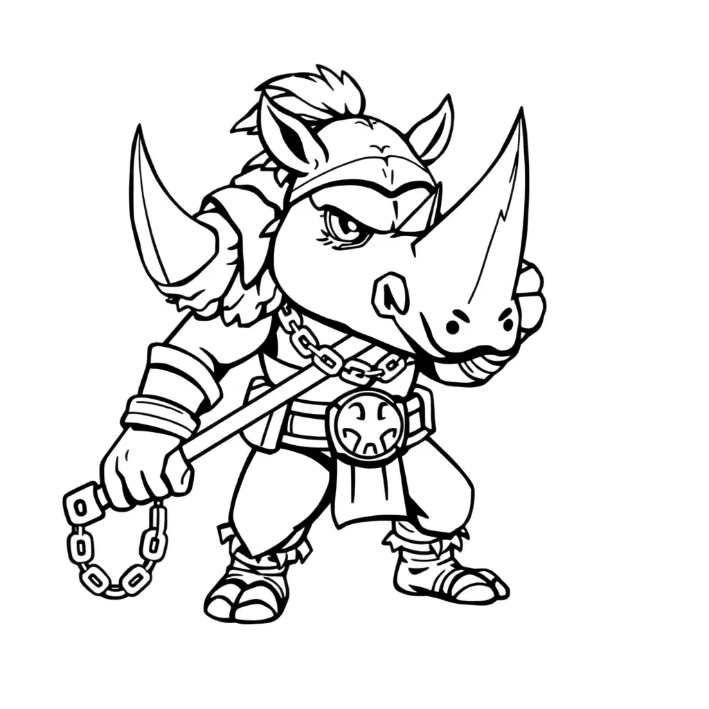 Skylanders Rhino Warrior Fantasy Avontuur Strijder coloring page for children