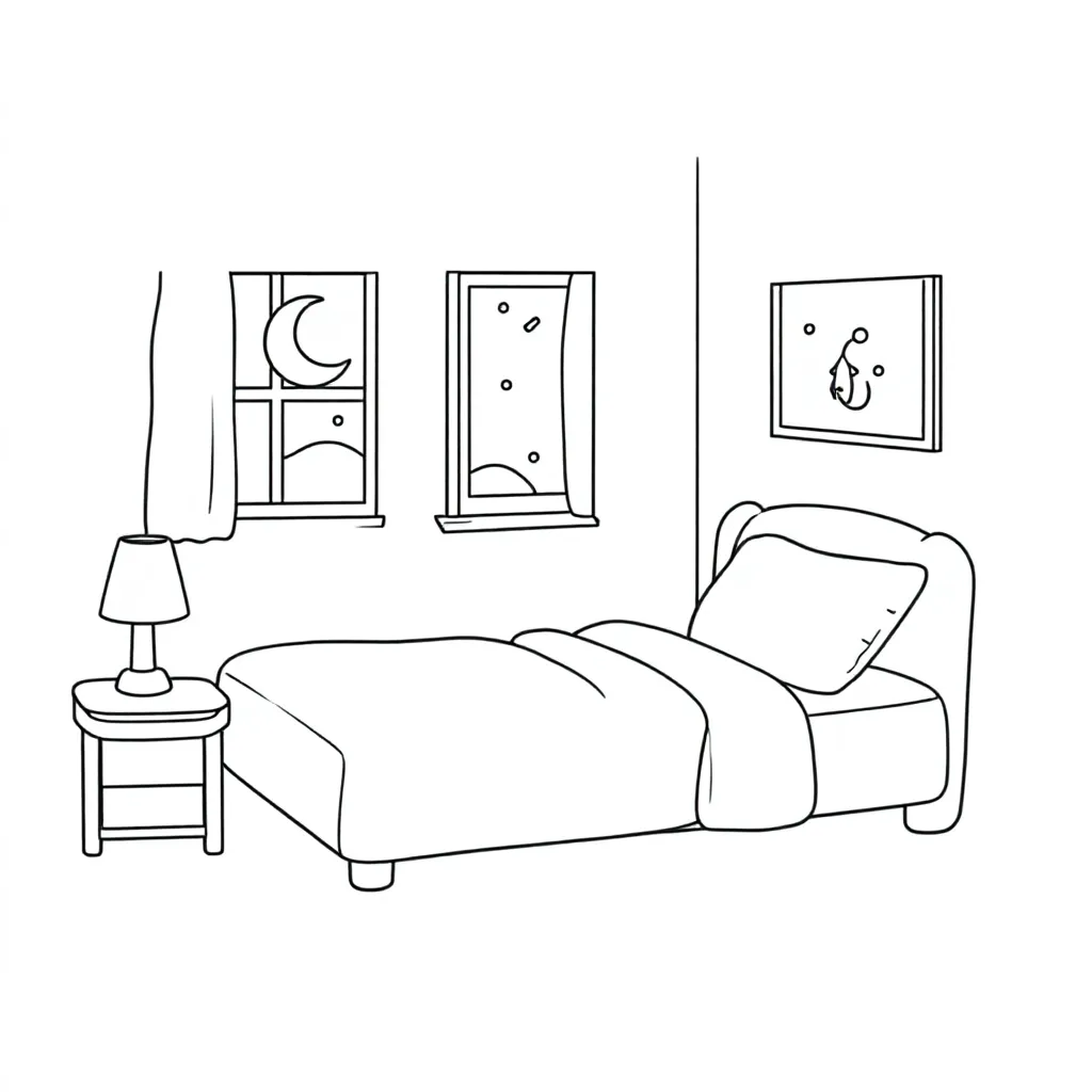 Slaapkamer coloring page for children