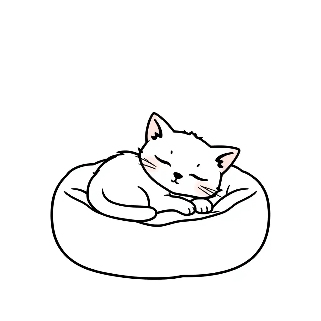 Slapend Katje coloring page for children