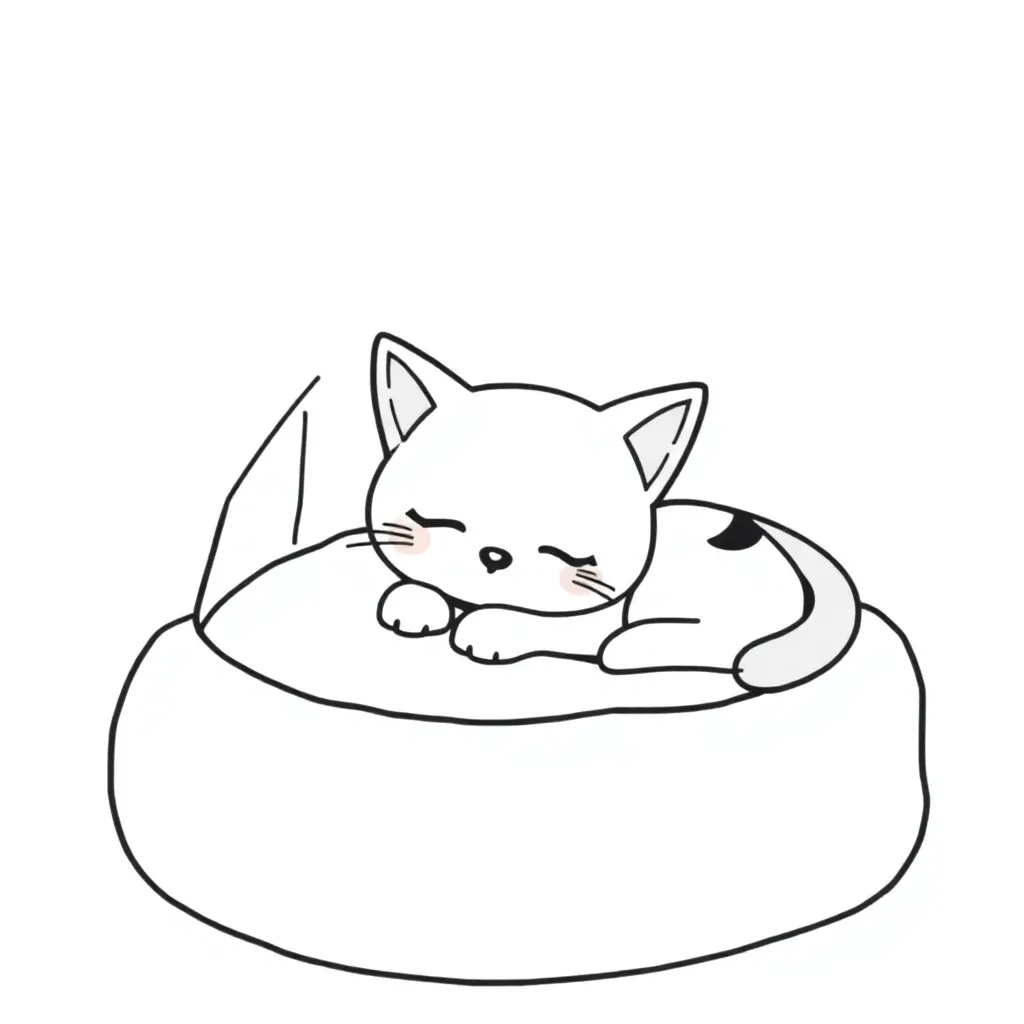 Slapende Kat Schattig Huisdier Poes Rustend Katje coloring page for children