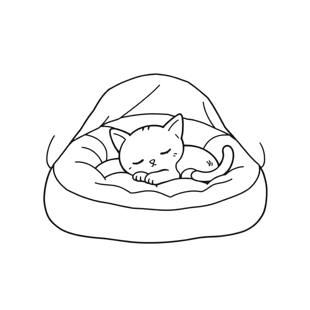 Slapende Kat Schattig Katje Huisdier Poezenbeest Knuffelbeest coloring page for children