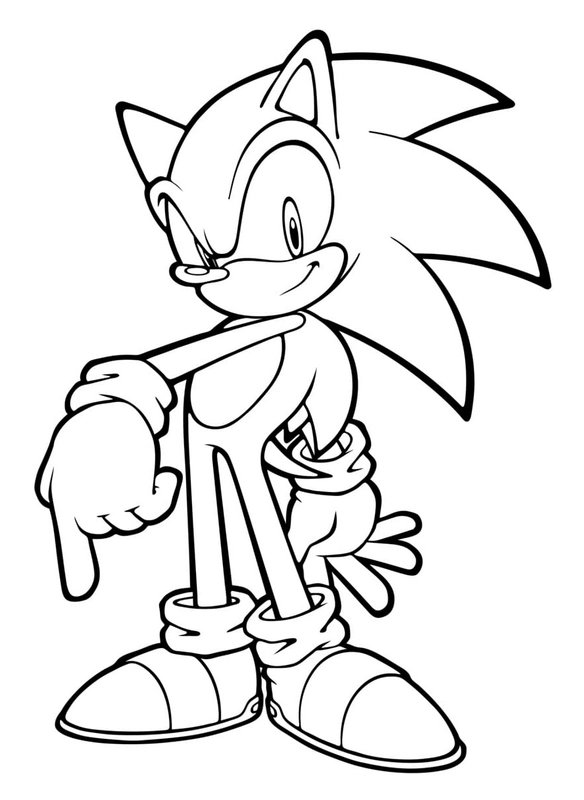 Sonic Apuntando Hacia Abajo coloring page for children