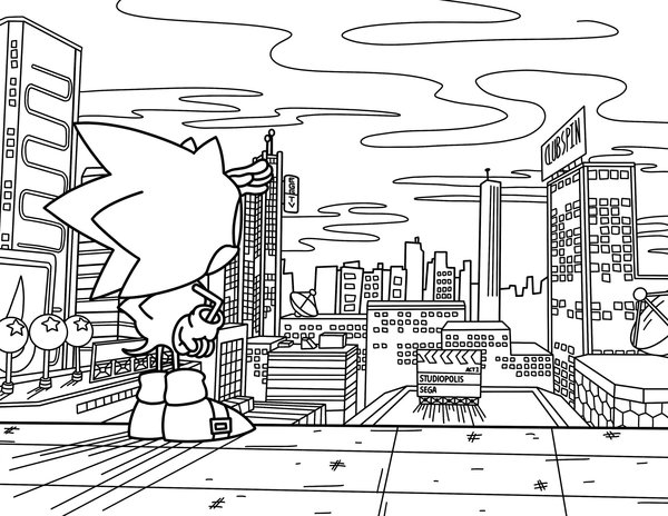Sonic City coloring page for children