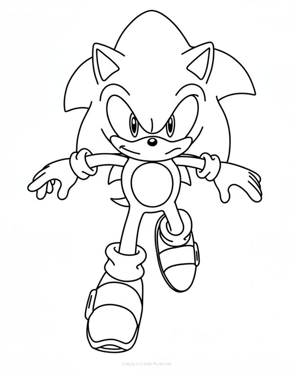 Sonic Rent Naar De Camera coloring page for children