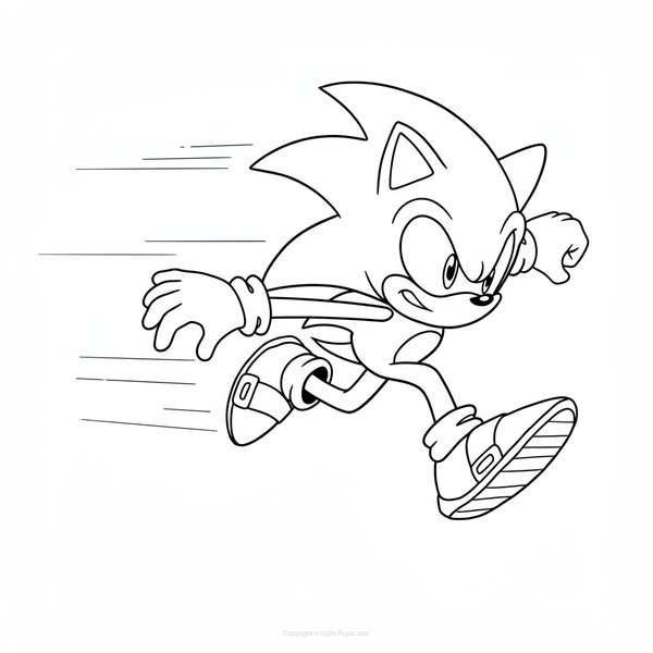 Sonic Rent Snel En Kijkt Boos coloring page for children