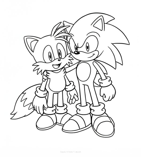 Sonic und Tails coloring page for children