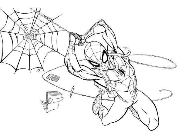Spiderman Avec Toile D Araignee coloring page for children