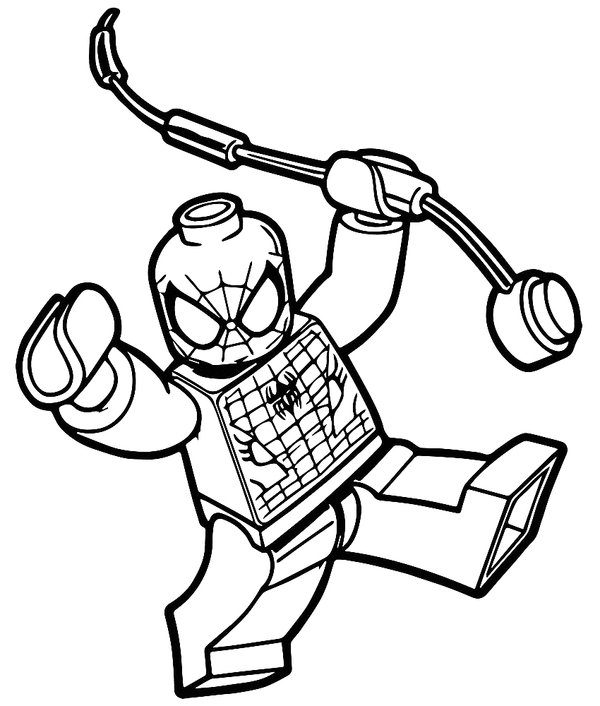 Spiderman Lego Action Figure coloring page for children